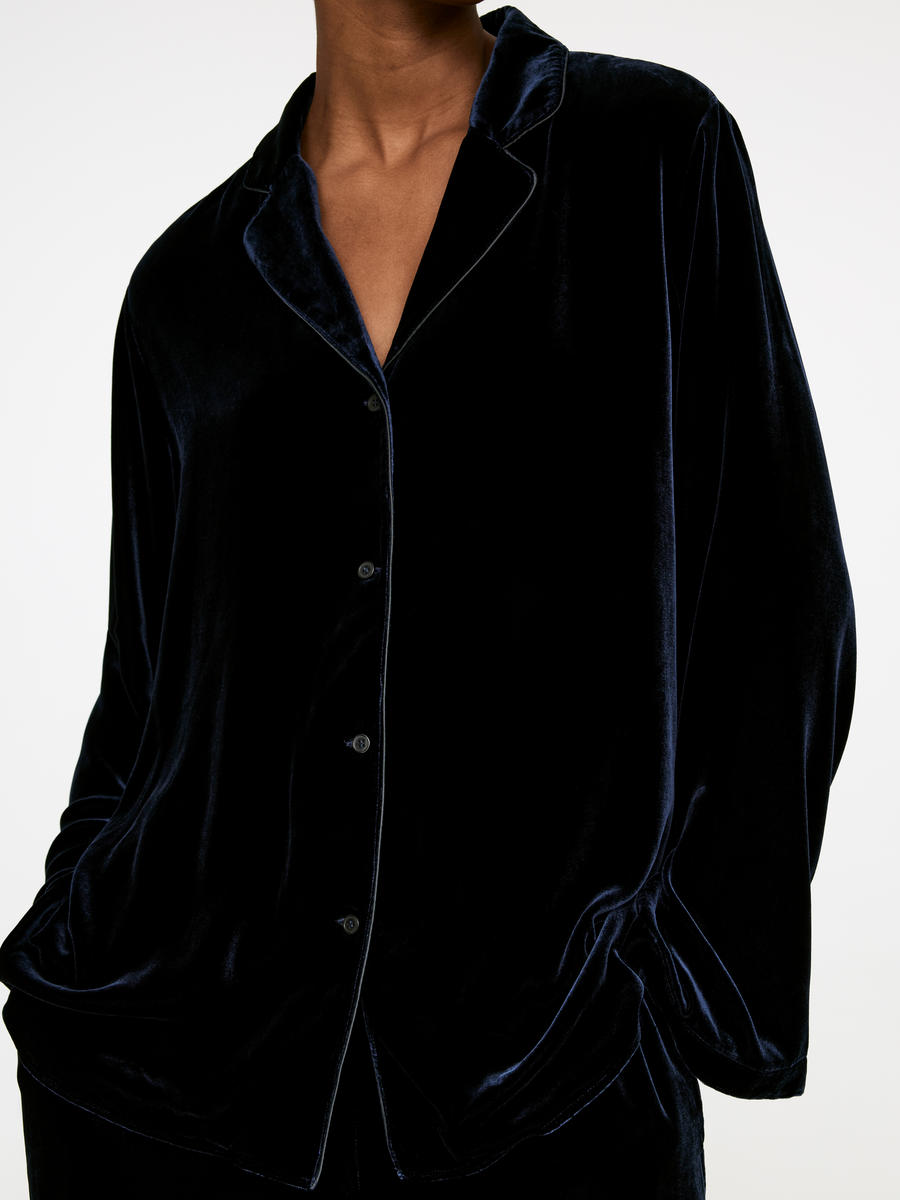 Velvet Pyjama Shirt-#36383F-13422