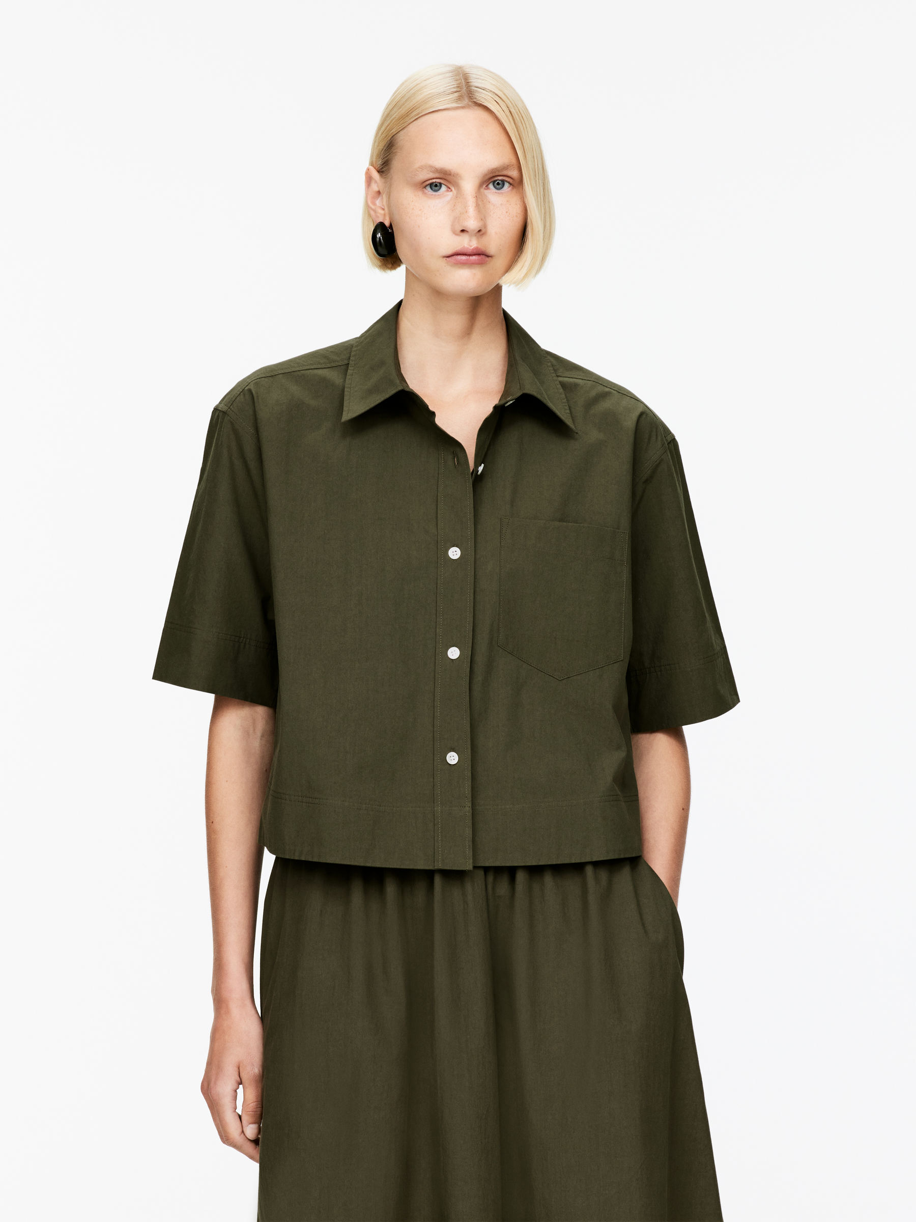 Short-Sleeve Cotton Shirt-#575549-15154
