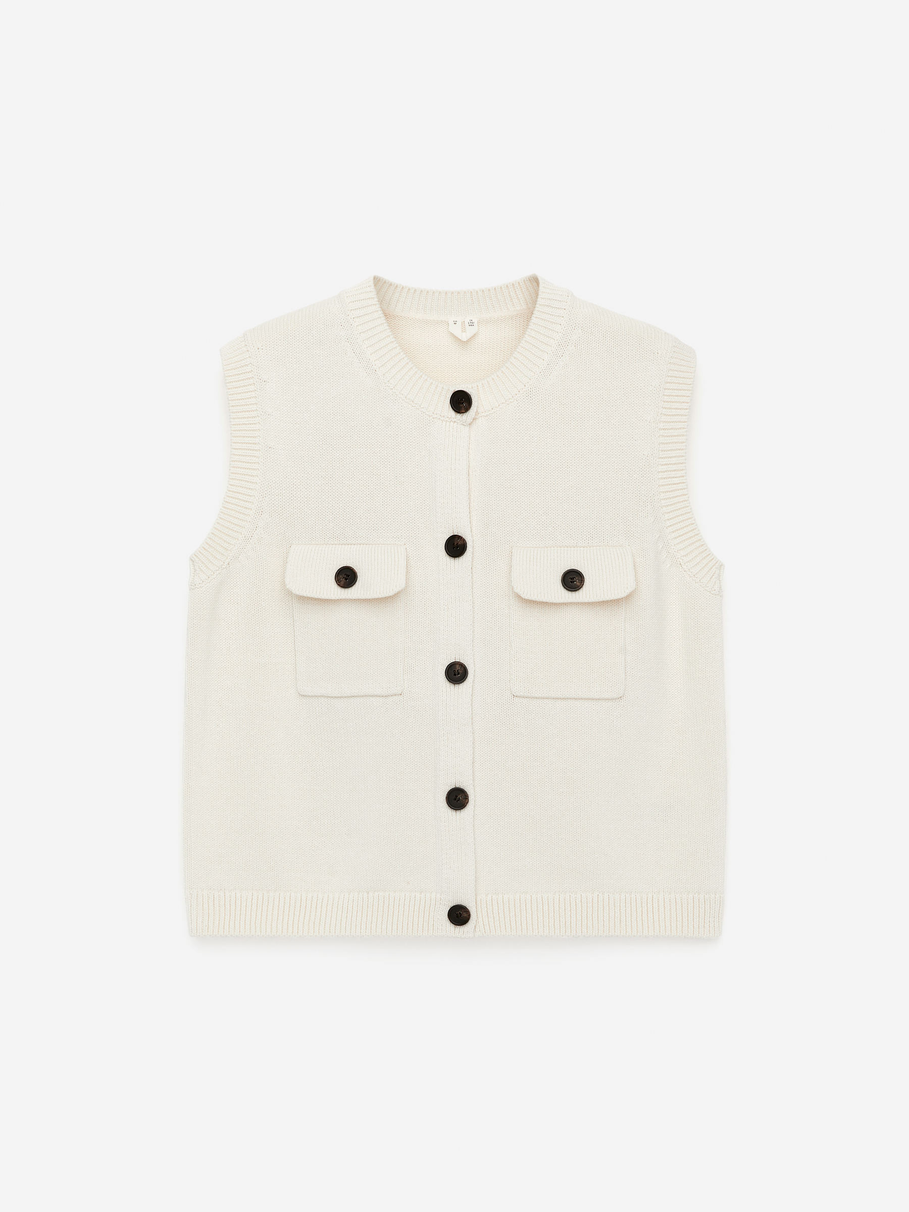 Knitted Cotton Vest-#F2E8D6-15792
