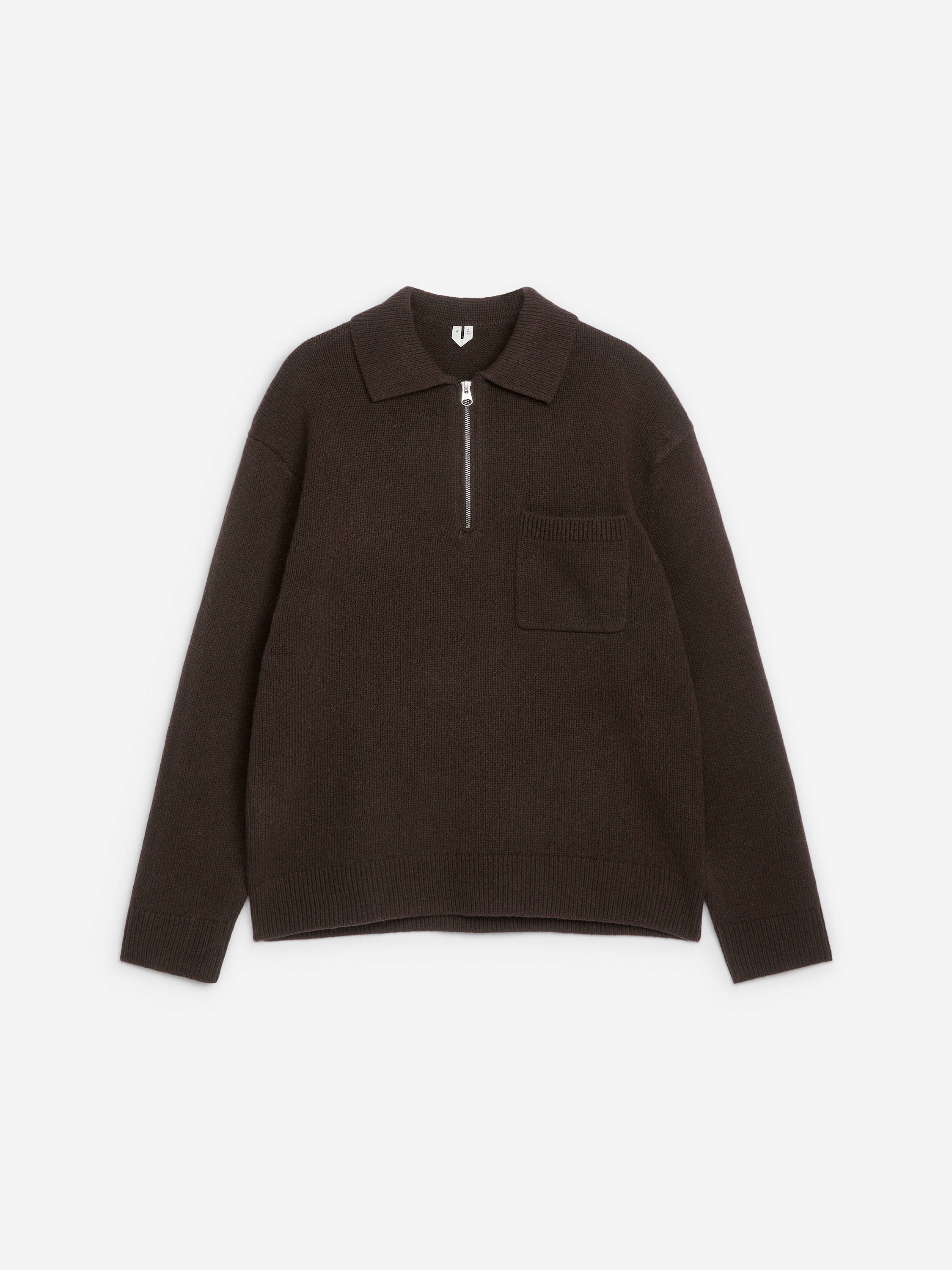 Sweat demi-zippé en laine mélangée – Marron – FR