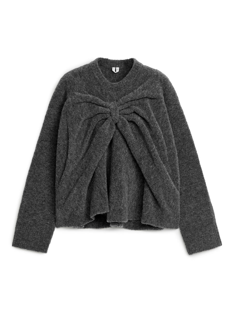 Bow Wool Jumper-#70716C-6512