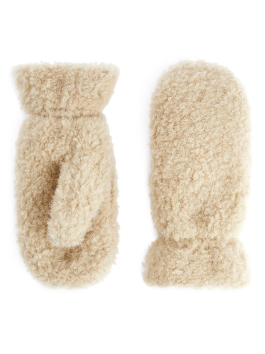 Padded Pile Mittens-#D0C2AA-13190