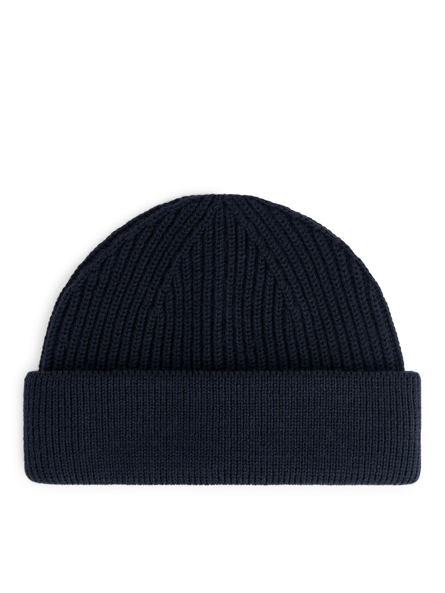 Ribbed Wool Blend Beanie-#4C5164-453