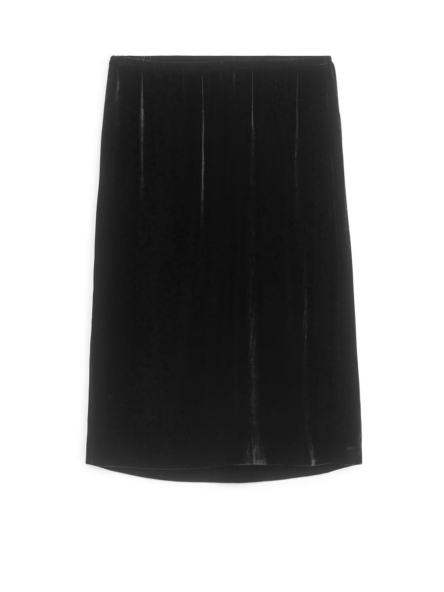 Viscose-Silk Midi Skirt-#272628-13503