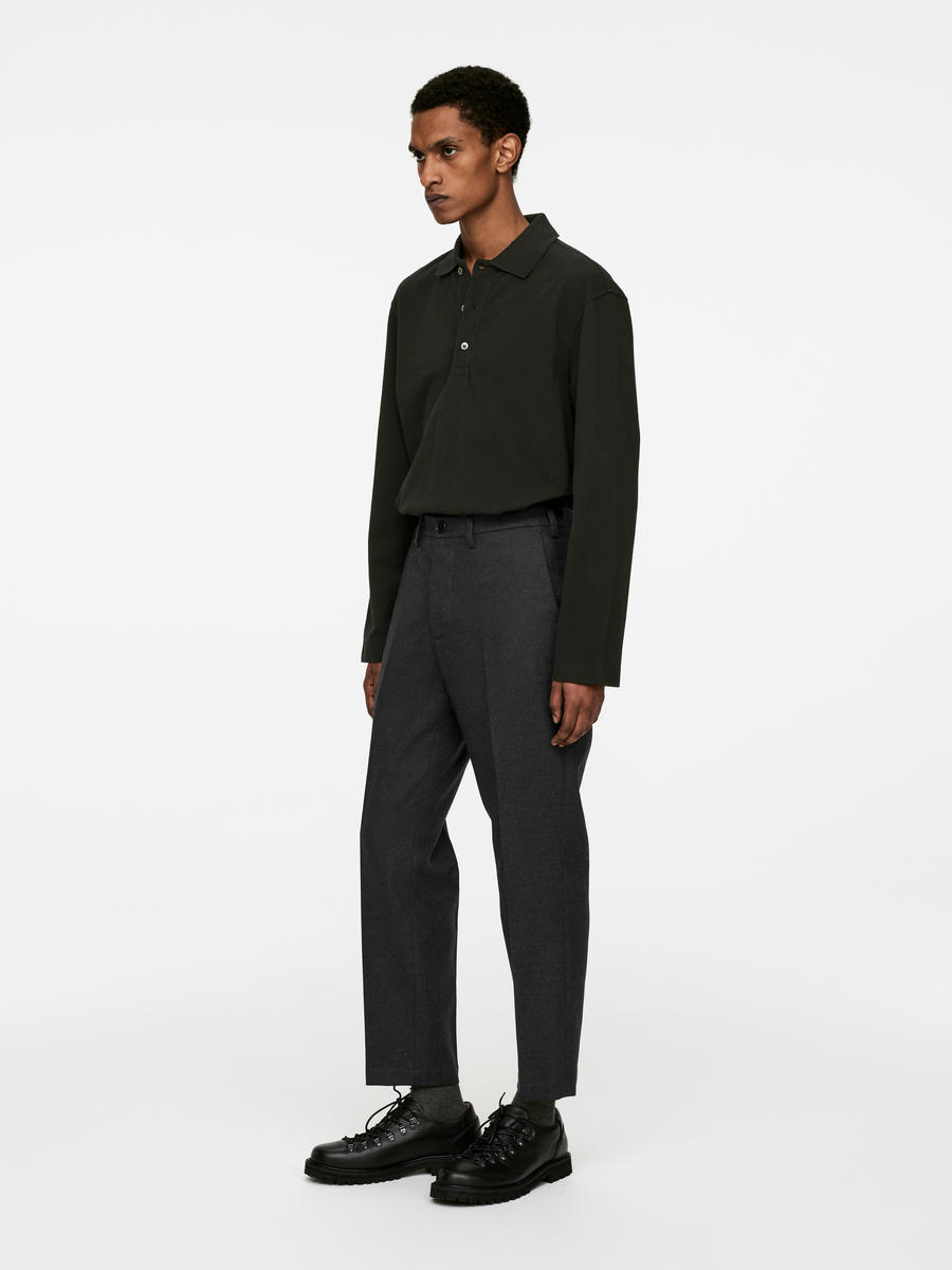 Cropped Tapered Wool Trousers-#505050-948