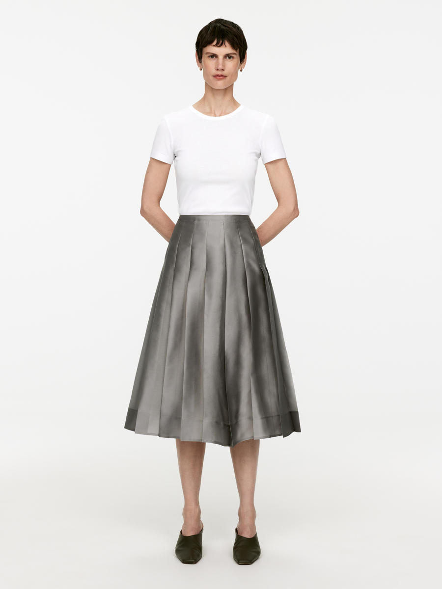 Organza Silk Skirt - Grey - Slim fit - Women - 1238313003