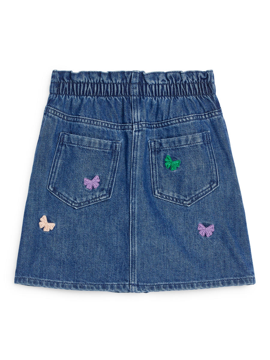 Embroidered Denim Skirt-#40427C-13061