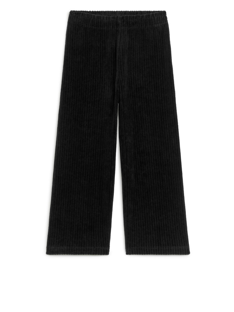 Rib Velvet Trousers-Black-5624