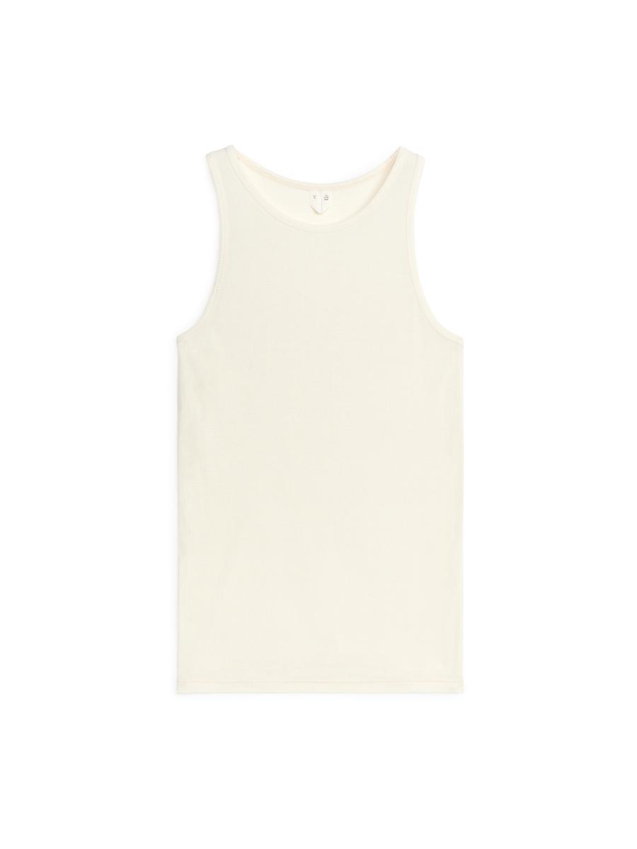 Silk Tank Top-#F0EDD7-2546