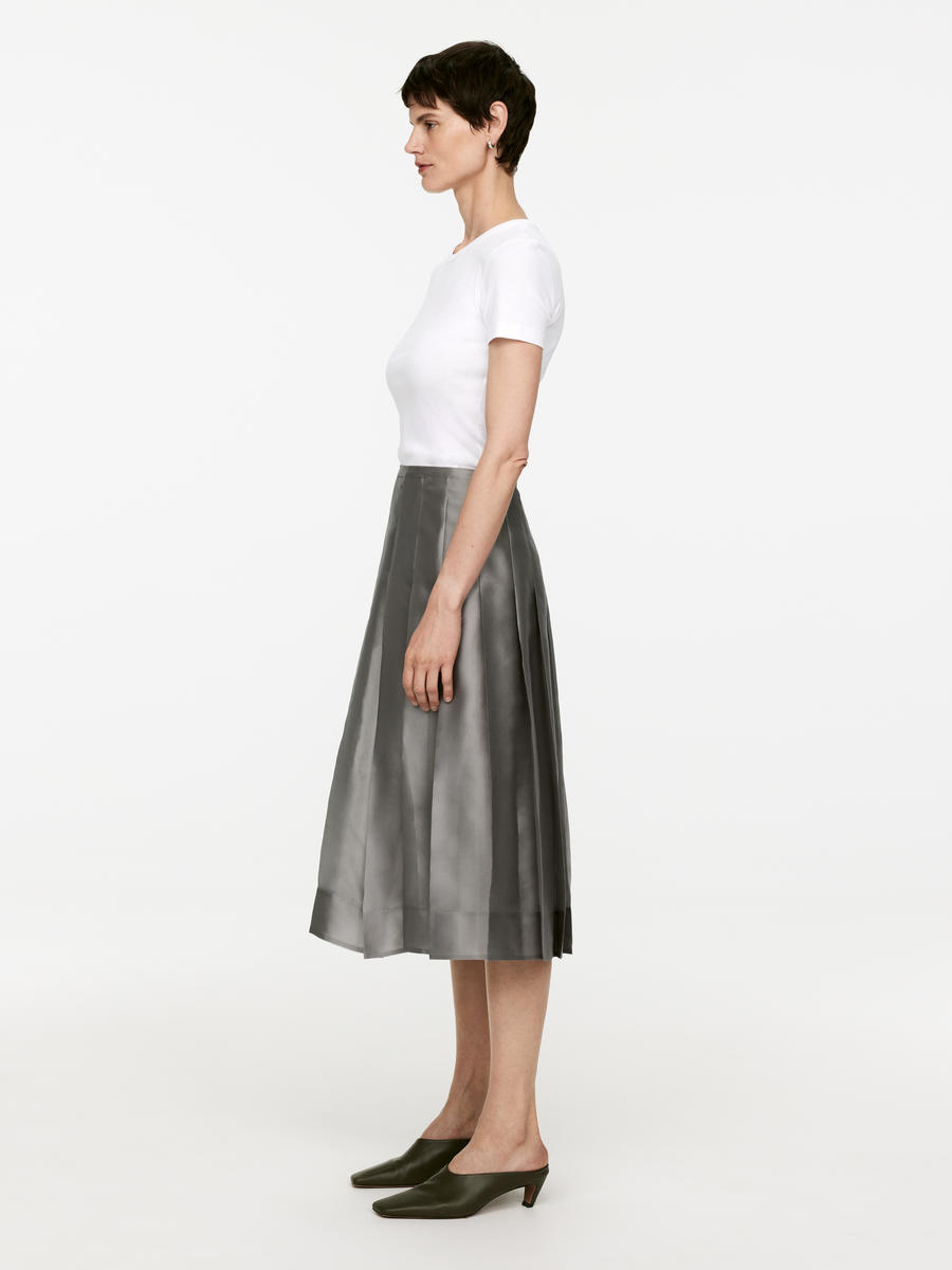 Organza Silk Skirt - Grey - Slim fit - Women - 1238313003