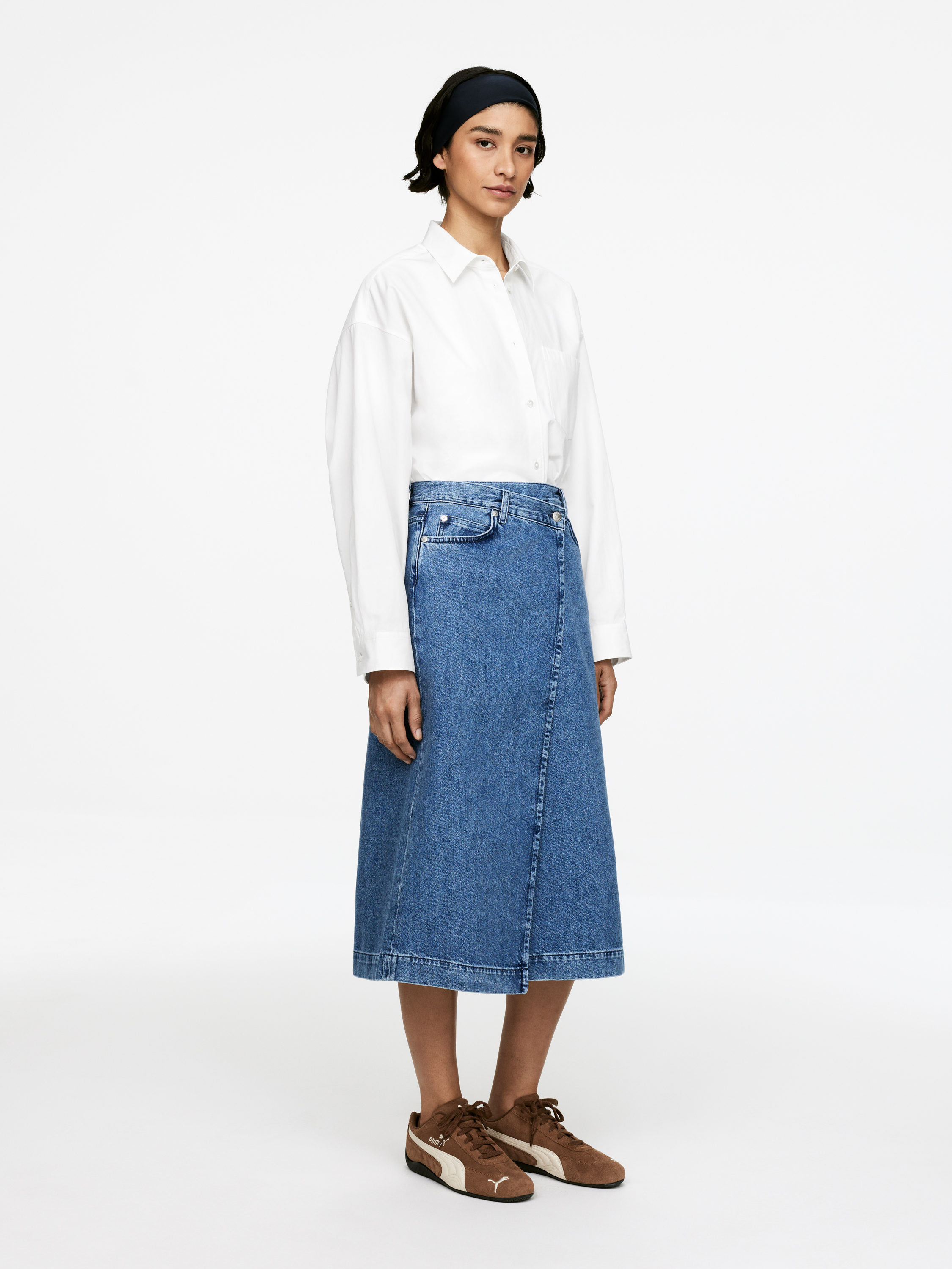 [INSTANTFUNK] denim wrap skirt /追跡付 DENIM WRAP SKIRT - BLUE - INSTANTFUNK