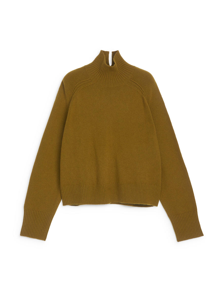 Roll-Neck Wool Jumper-#684F24-12350