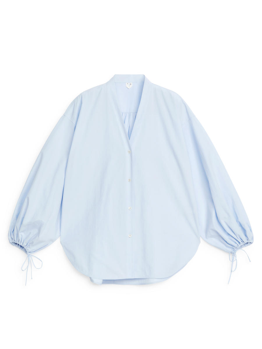 Bluse mit Puffärmeln-Blau-7535