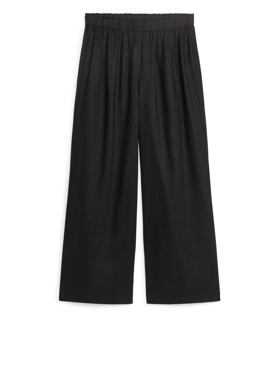 Wide Linen Trousers-#272628-4501