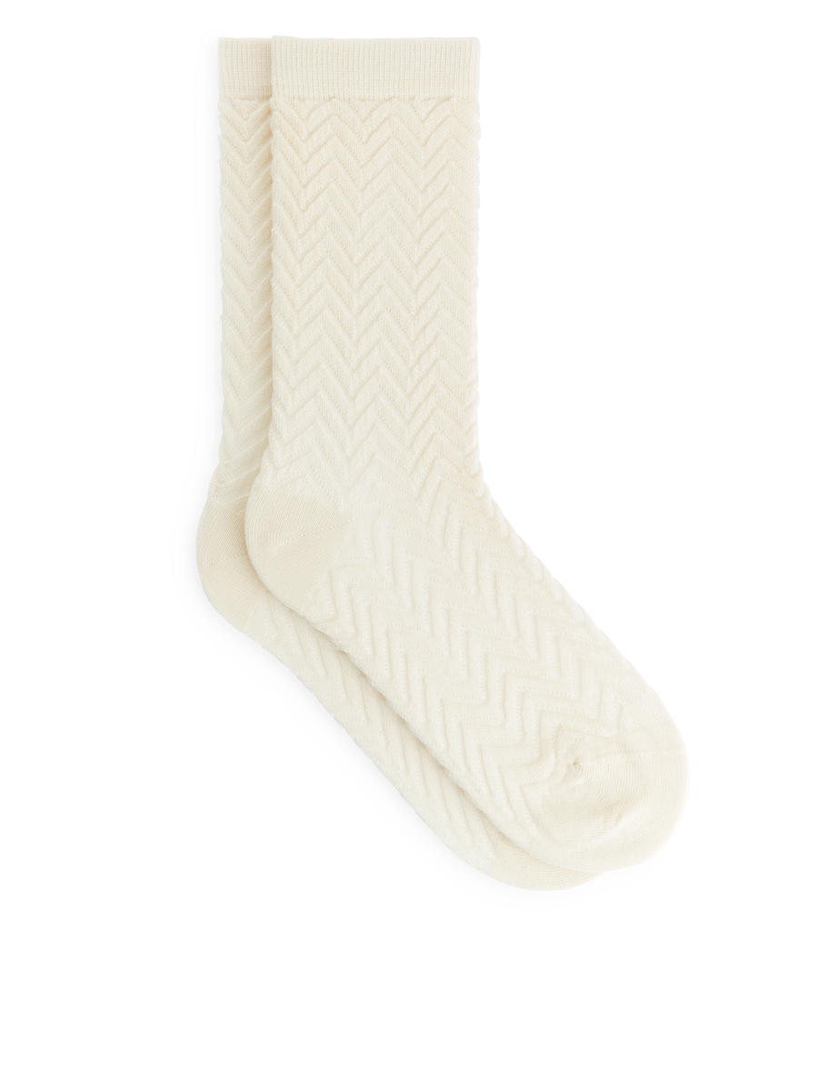 Baumwollsocken mit Chevron-Motiv-#DCD6C7-12030