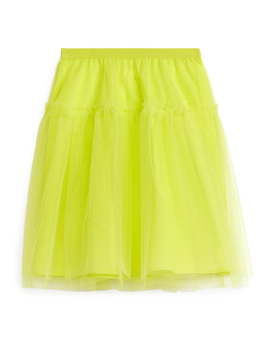 Tulle Skirt-#D3D635-221