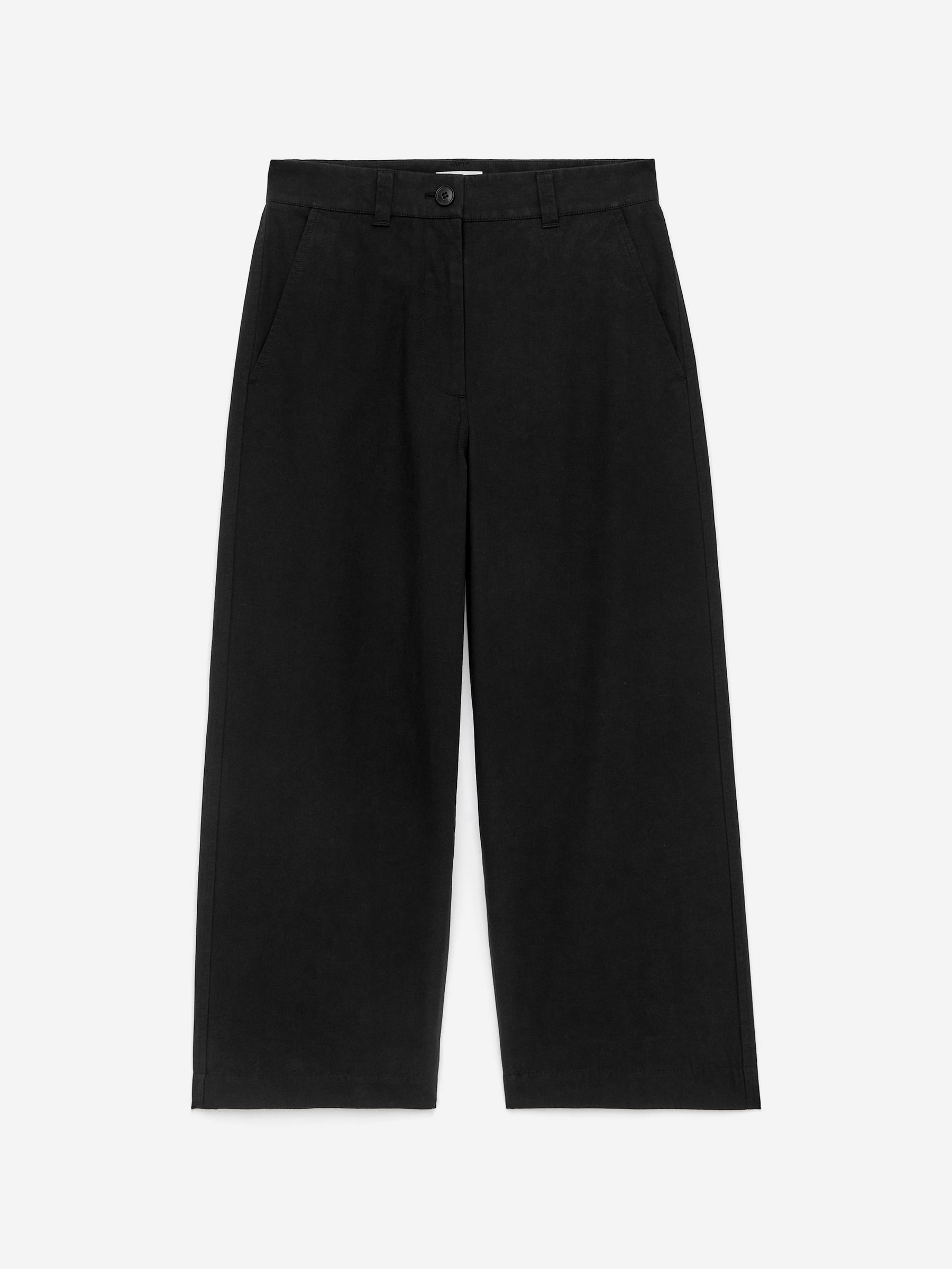 Cropped Chino Trousers-Black-15884