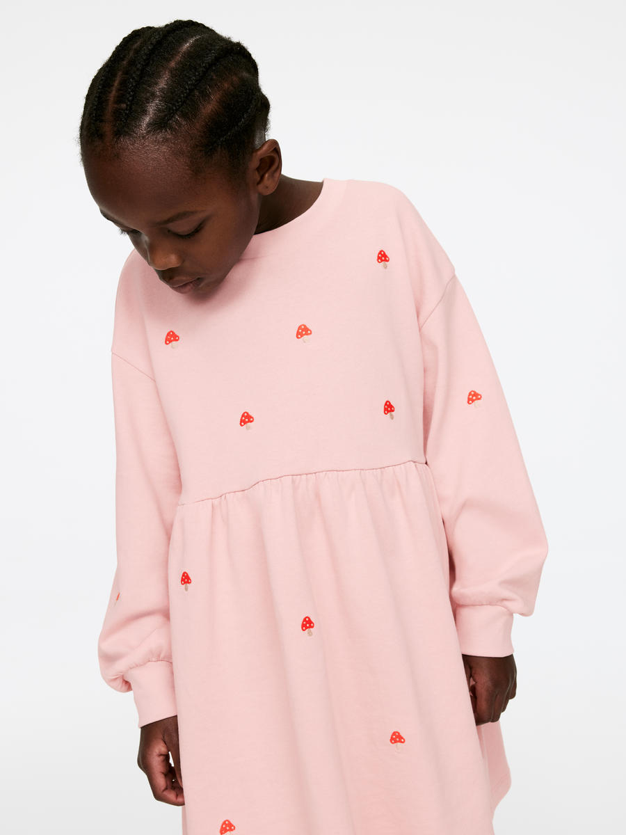 Embroidered Sweatshirt Dress Pink Mushrooms ARKET NL