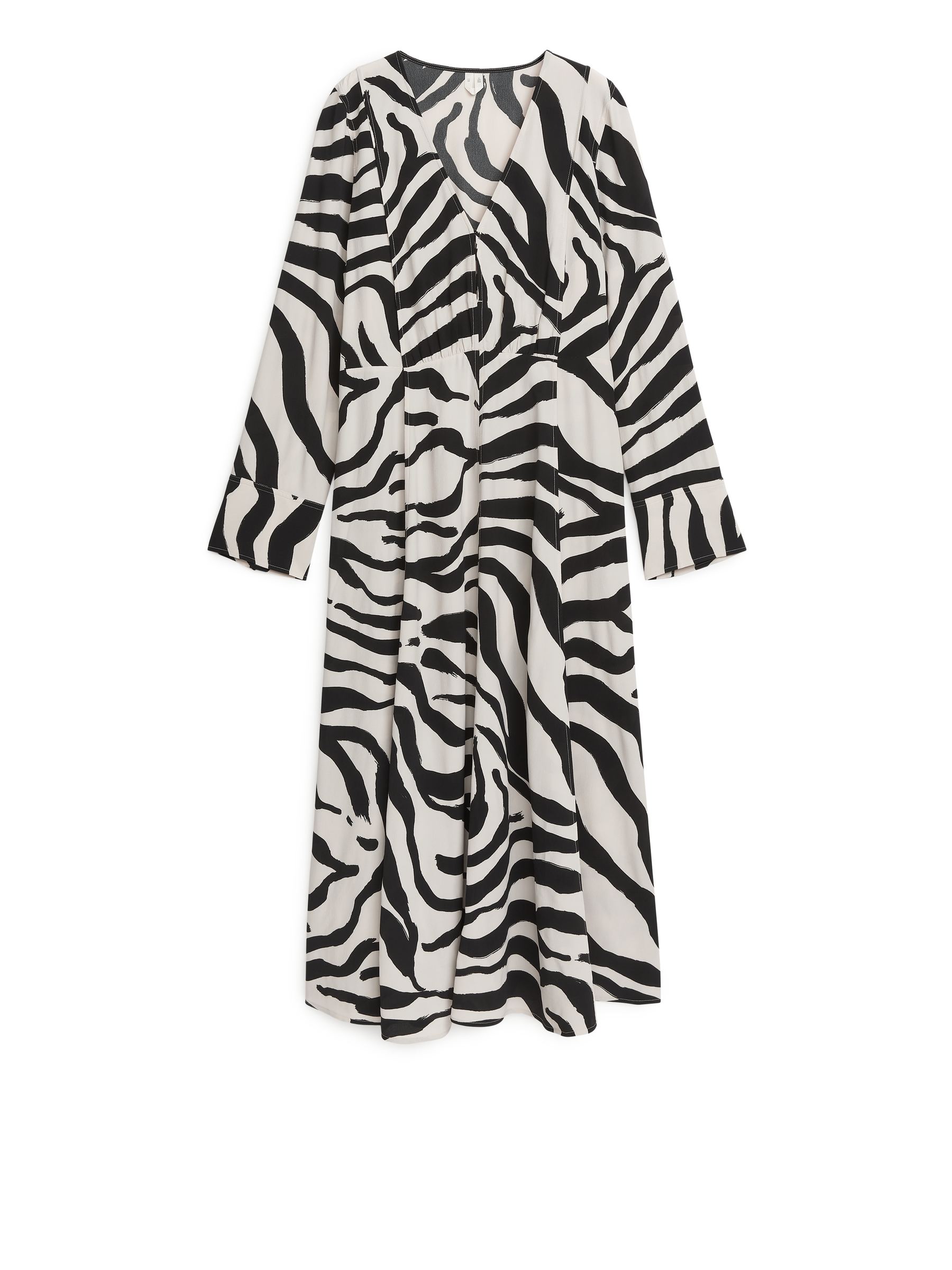 Vestido estampado de corte acampanado - Blanco/negro - Corte holgado - Women - StillMedia/DescriptiveStillLife - 1