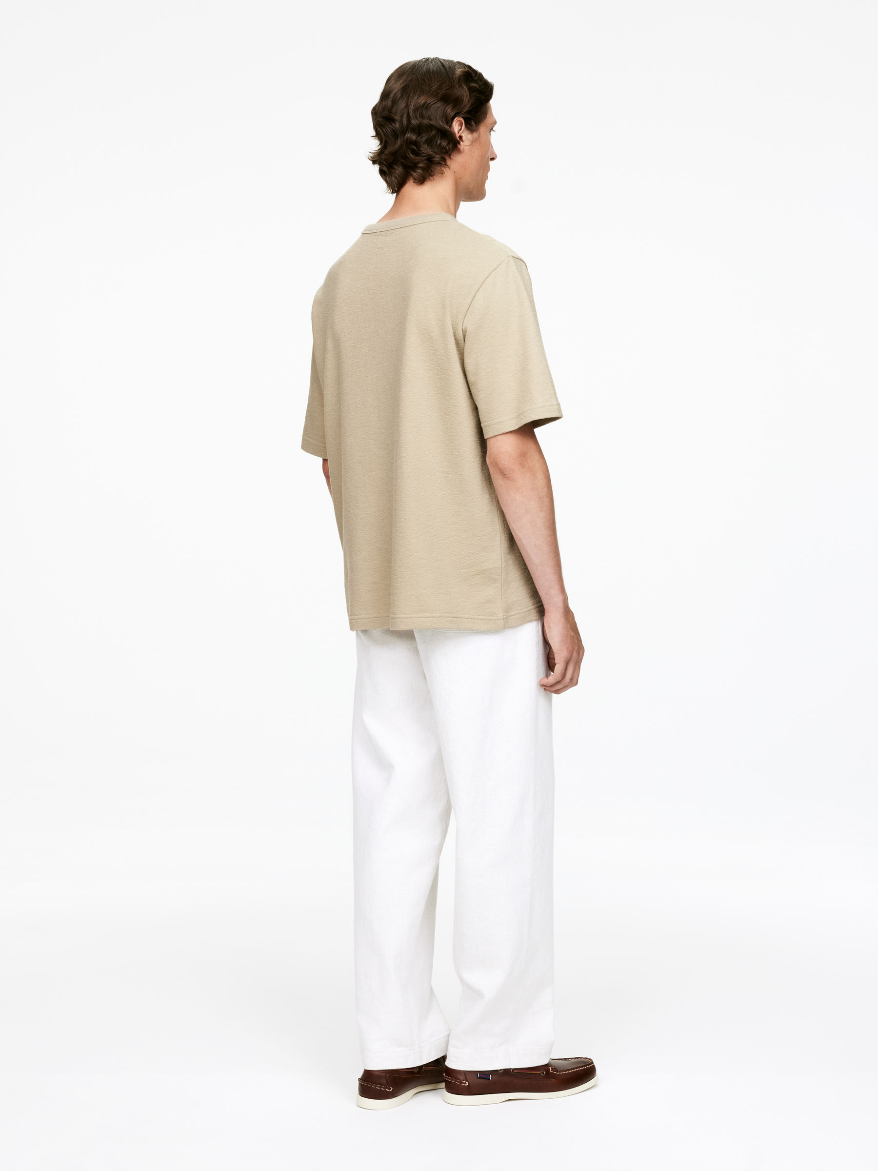 Relaxed Bouclé T-Shirt - Beige - Loose fit - Men - StillMedia/Lookbook - 6