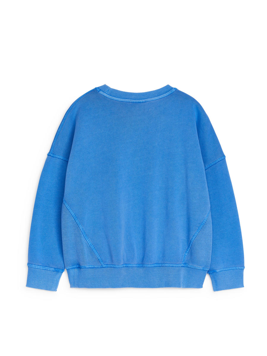 Relaxed Cotton Sweatshirt-#4C72AD-11599