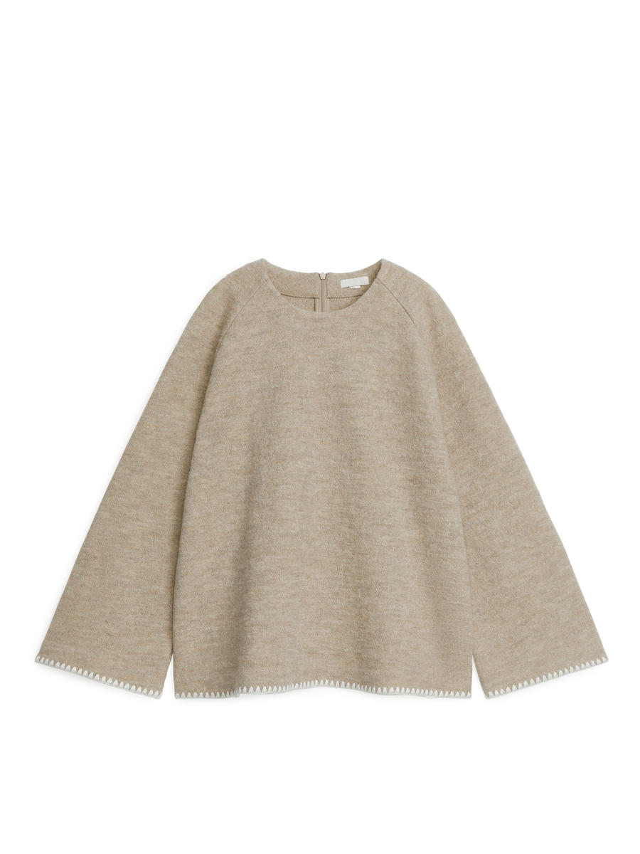 Sweatshirt aus Koch- und Baumwolle-Beige-6544