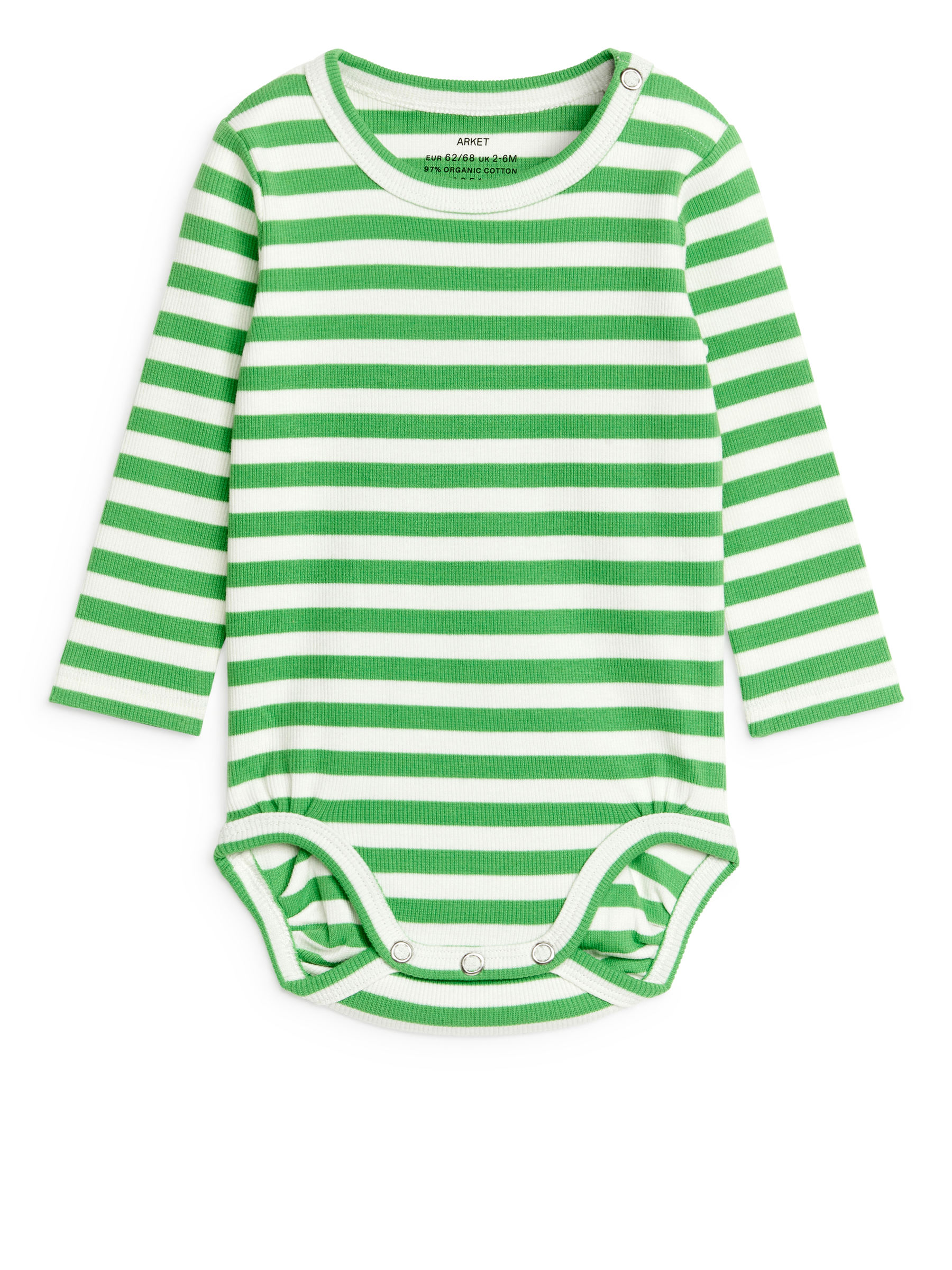 Ribbed Long-Sleeve Bodysuit - Green/White - Slim fit - Children - StillMedia/DescriptiveStillLife - 3