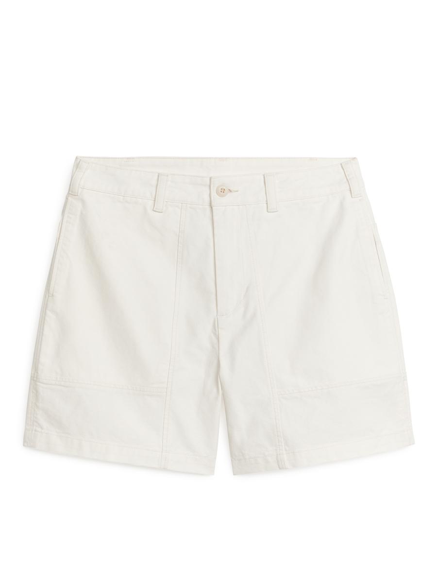 Cotton Utility Shorts-#FDFDFC-6547