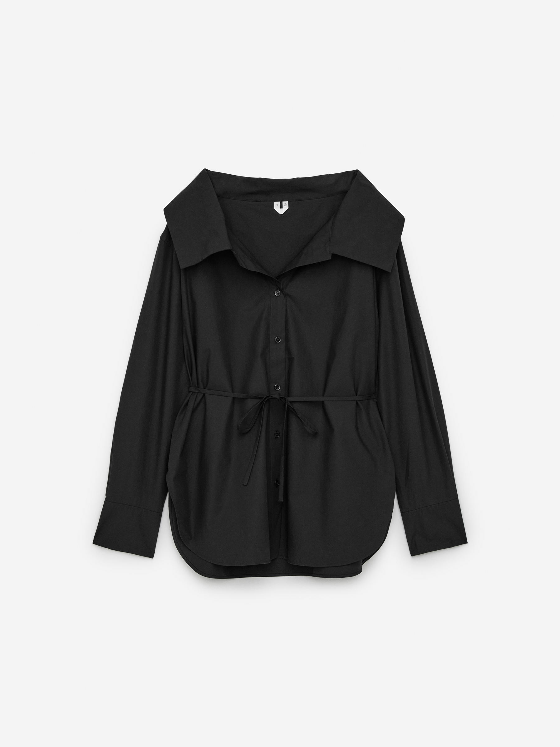 Wide-Collar Blouse-Black-14564