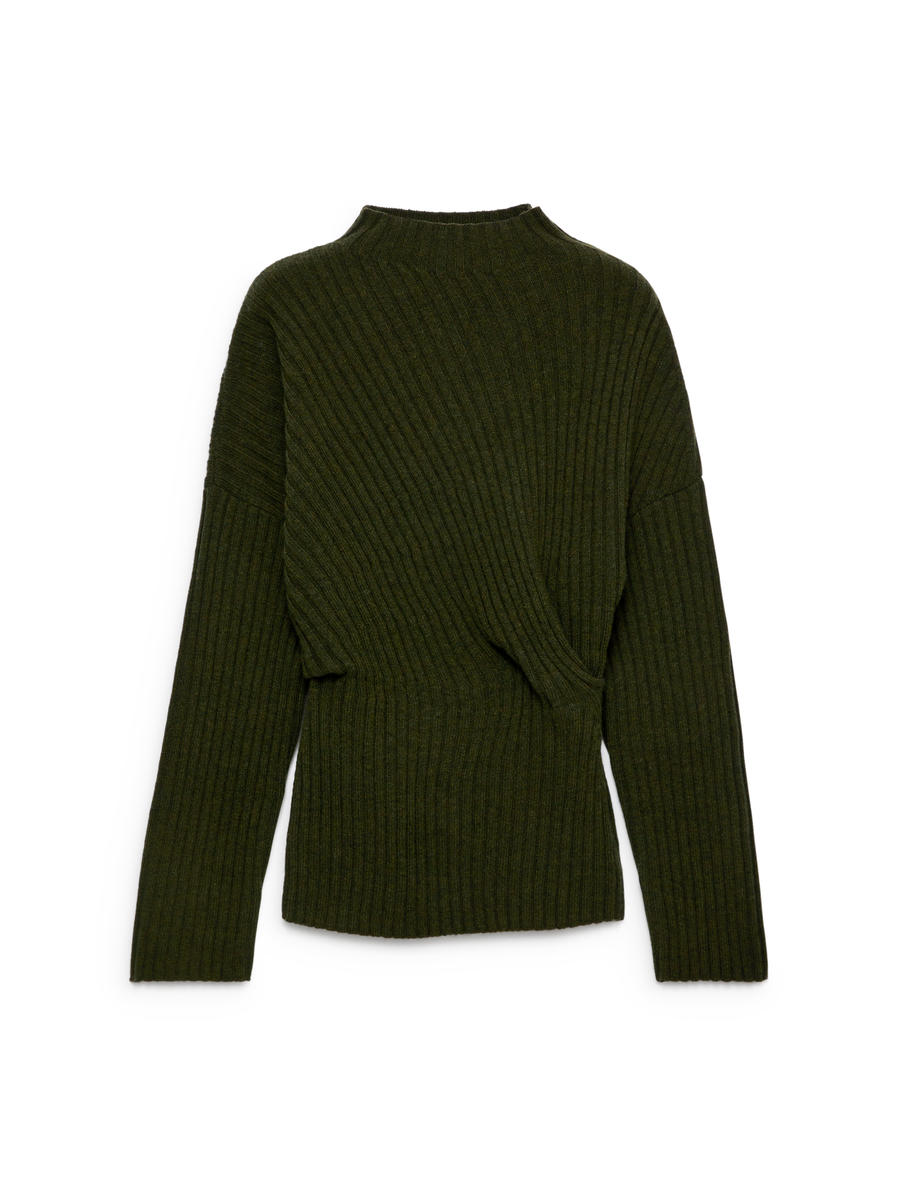 Draped Wool Jumper-Green-12383