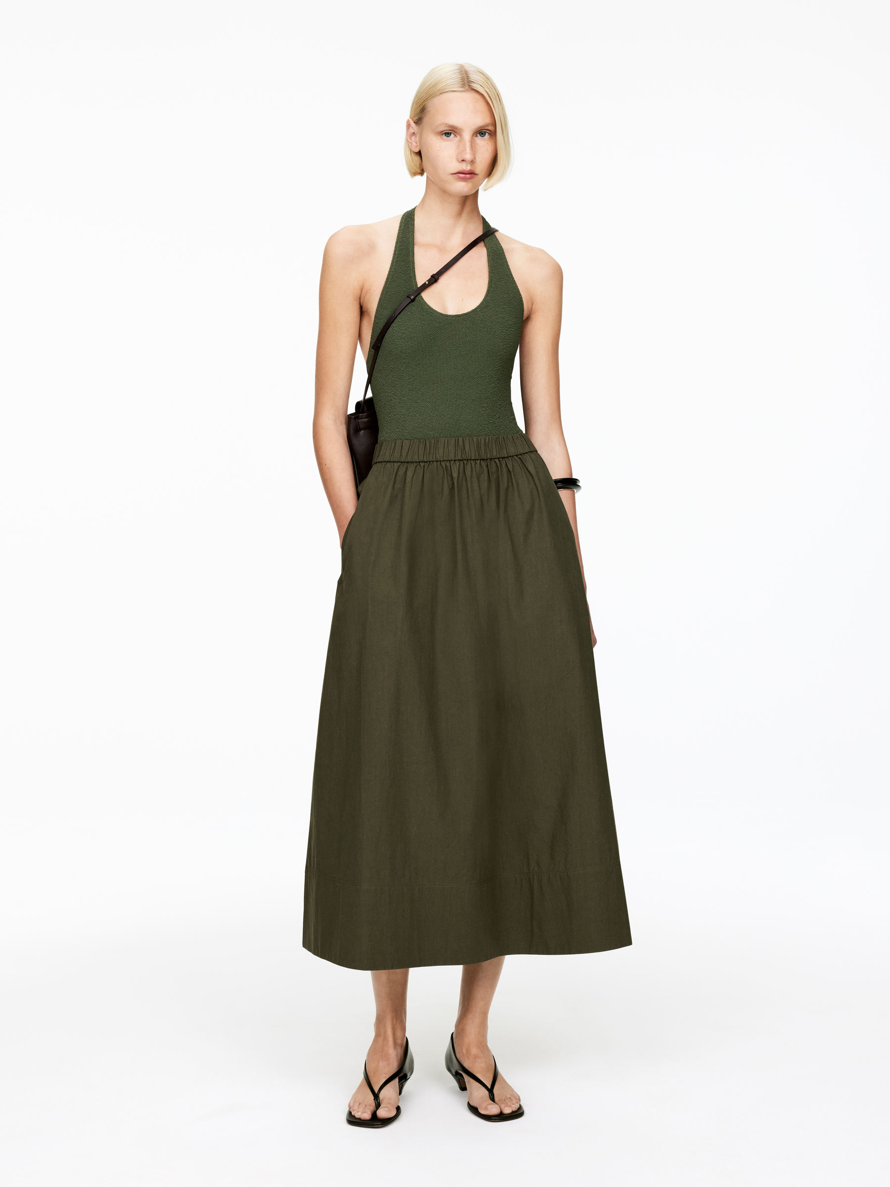A-Line Cotton Skirt-#575549-15140