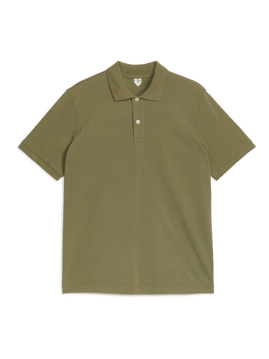 Piqué Polo Shirt - Khaki Green - Regular fit - Men - 0756511023