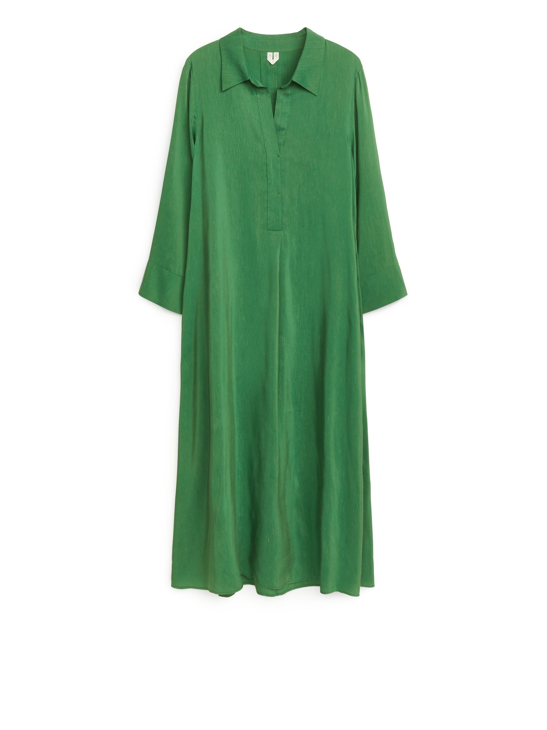 Long Linen Blend Dress-#536E50-10346