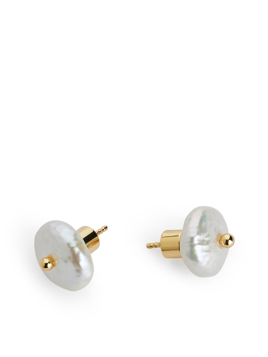 Freshwater Pearl Stud Earrings - White/Gold - Women - 1241238001