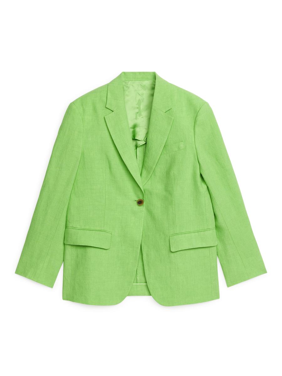 Oversized-Blazer aus schwerem Leinen - Grün - Oversize - Women - 0977519002