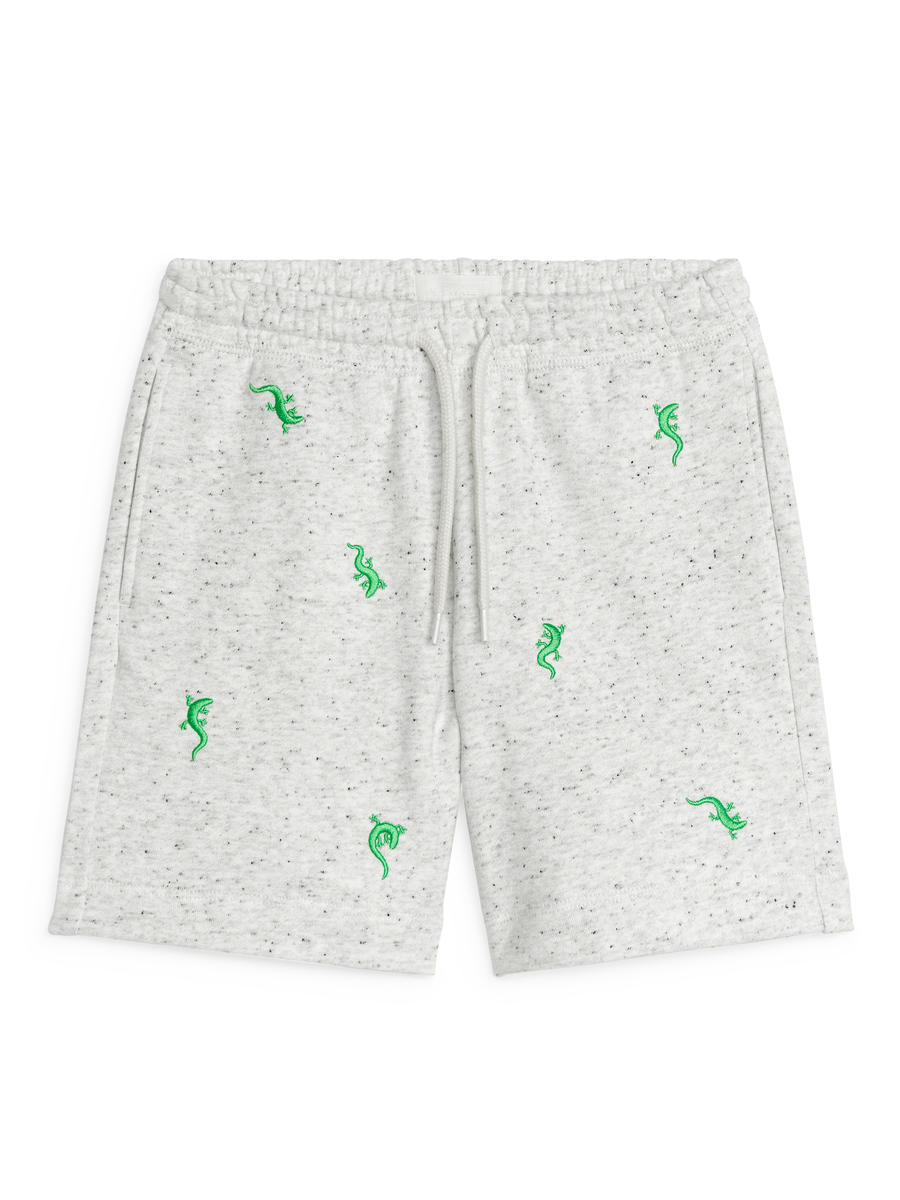 Embroidered Jersey Shorts - Grey/Neps - Regular fit - Children - 1219701002