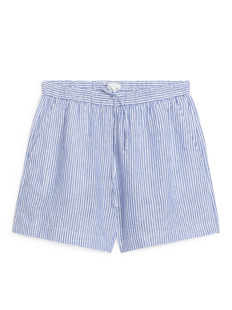 Linen Shorts-#3B4EA3-1449