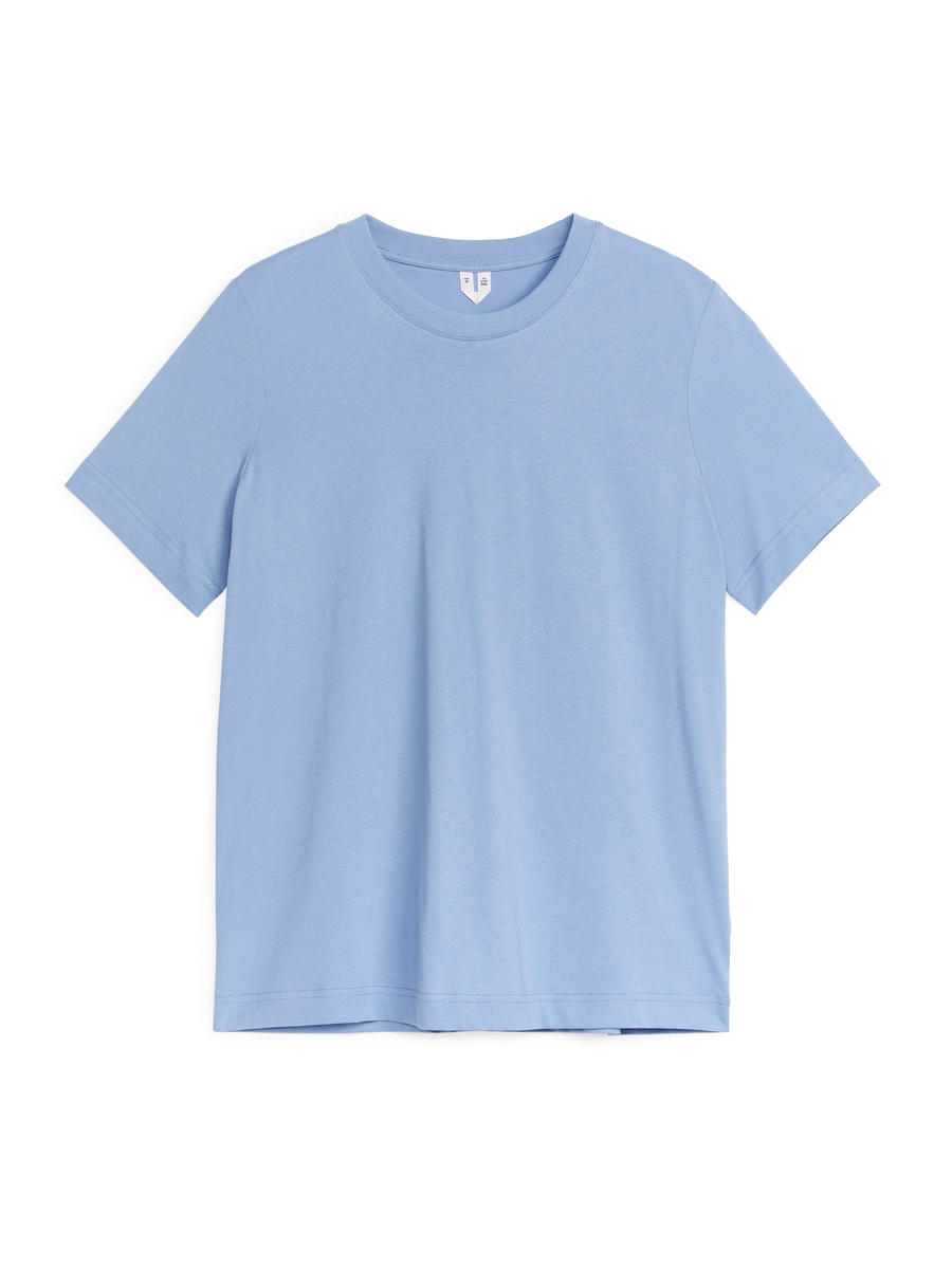 T-Shirt mit Rundhalsausschnitt-Blau-12036