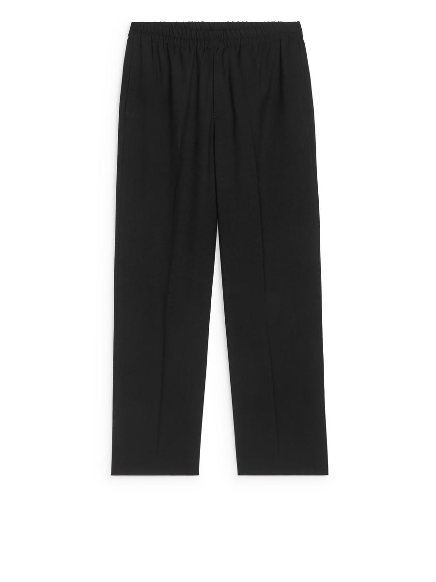 Loose Fit Wool Trousers-#272628-12913