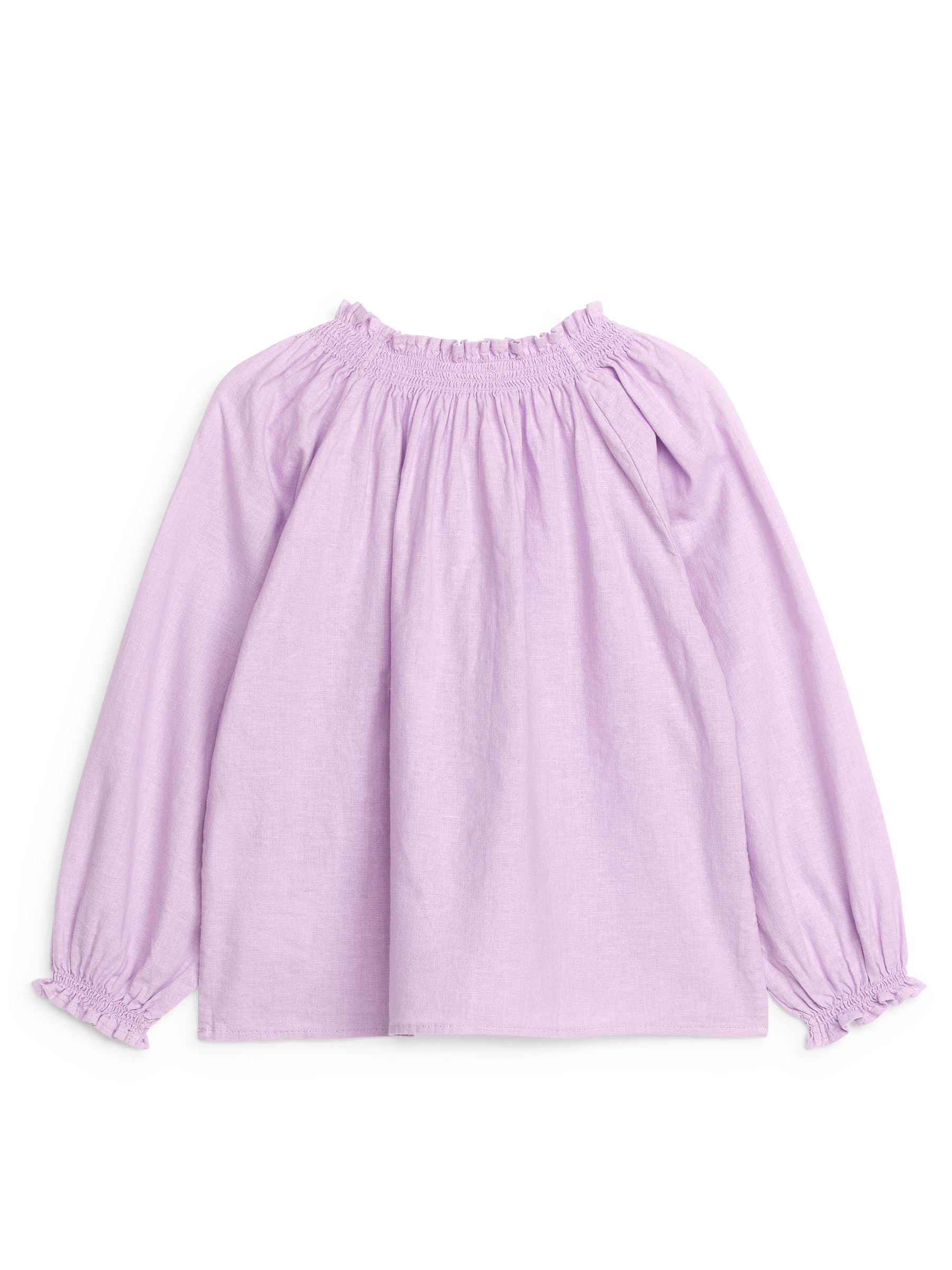 Gathered Linen Blouse-#B196C8-5409