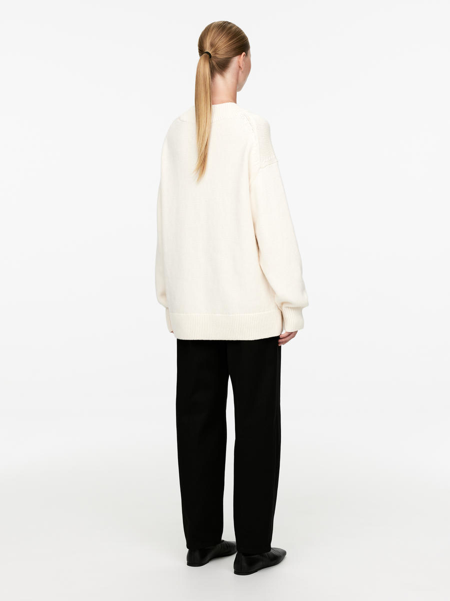 Relaxed Wool-Cotton Jumper - White/Black - Relaxed fit - Women - 1252847001