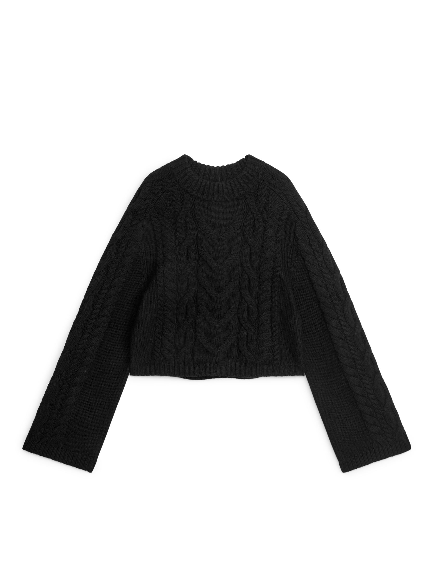 Jersey cropped de punto trenzado - Negro - Corte estándar - Women - StillMedia/DescriptiveStillLife - 1