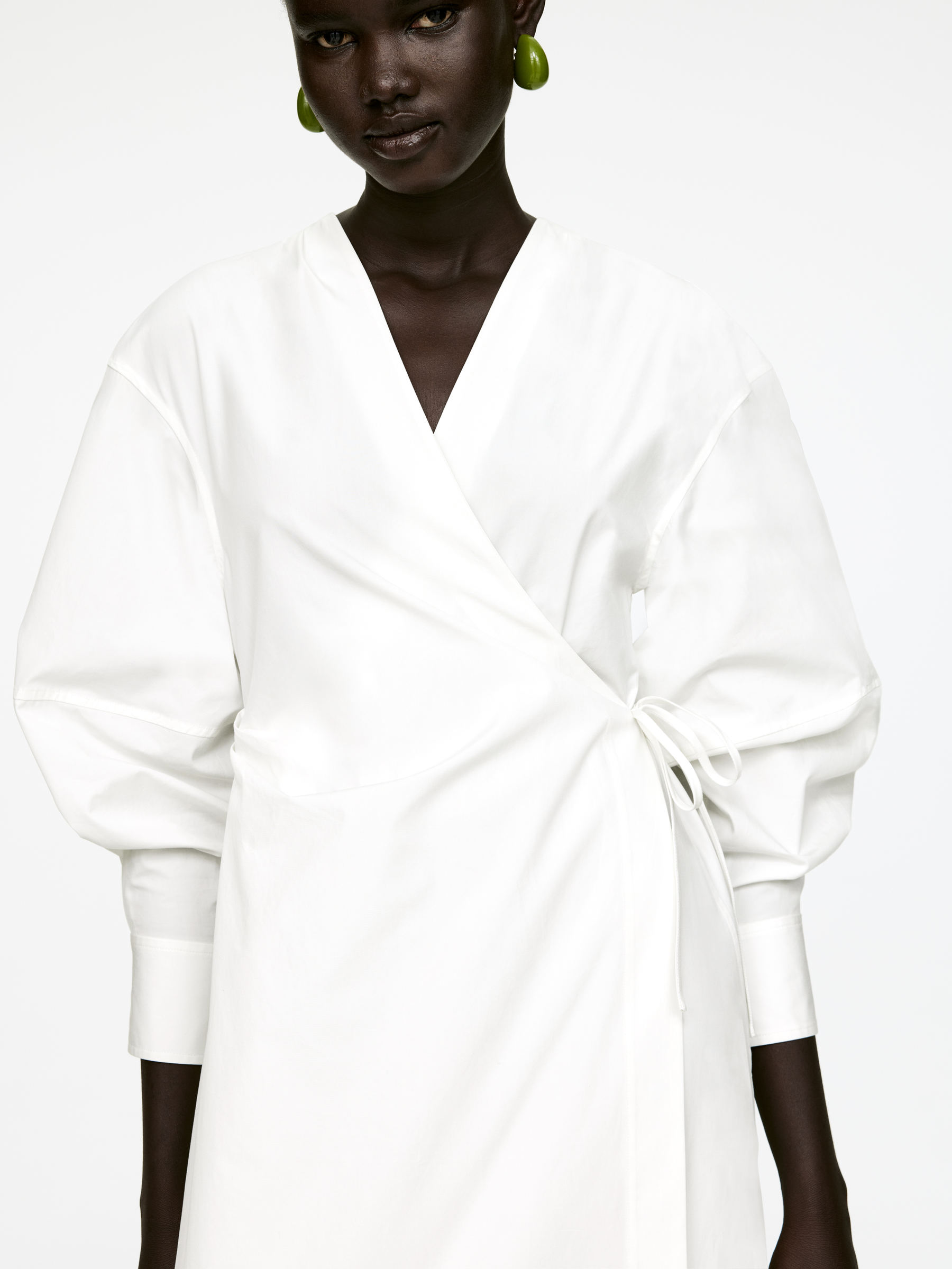Cotton Wrap Dress - White - Regular fit - Women - StillMedia/Lookbook - 3