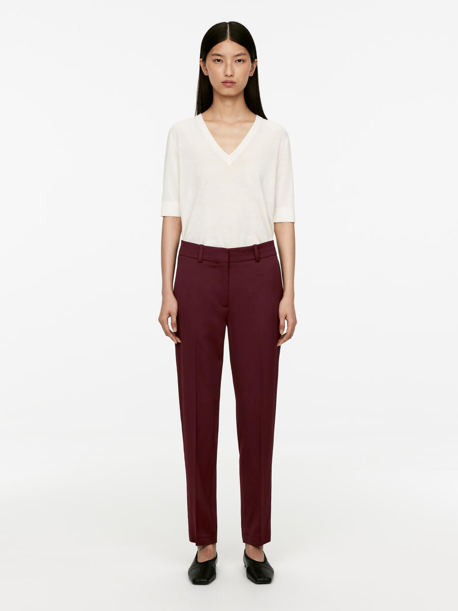 Tapered Trousers - Dark Red - Slim fit - Women - 1260482001