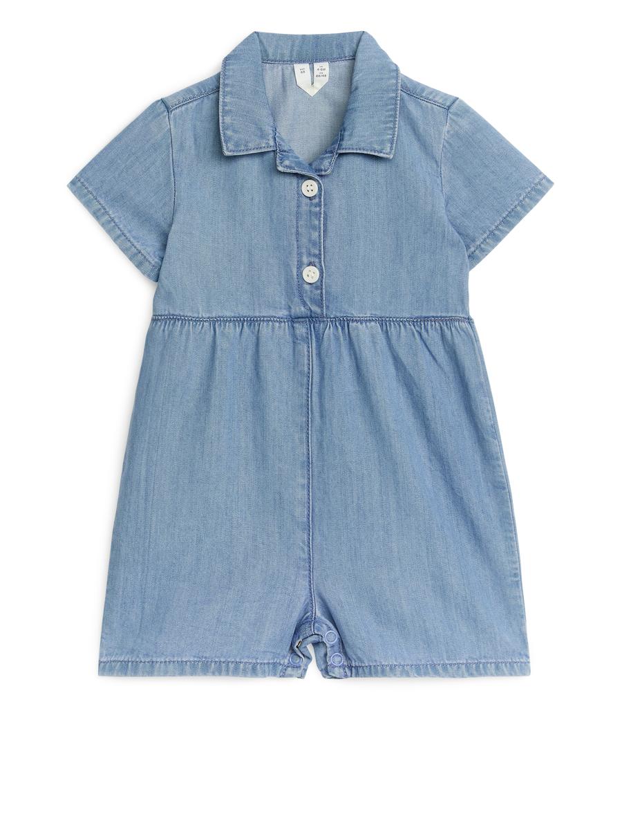 Short Denim Jumpsuit-#8898BA-4072