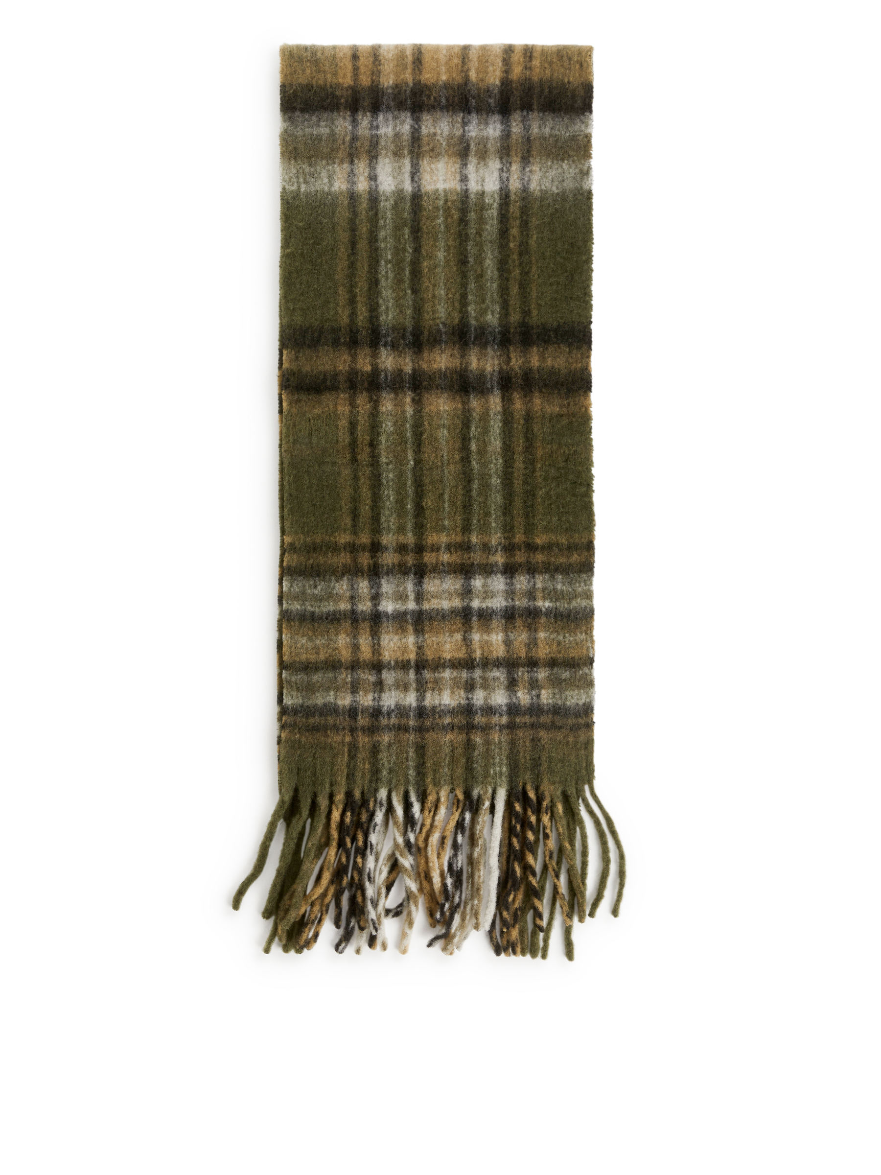 Wool Blend Scarf - Khaki Green/Multi Colour - Women - 1126131008