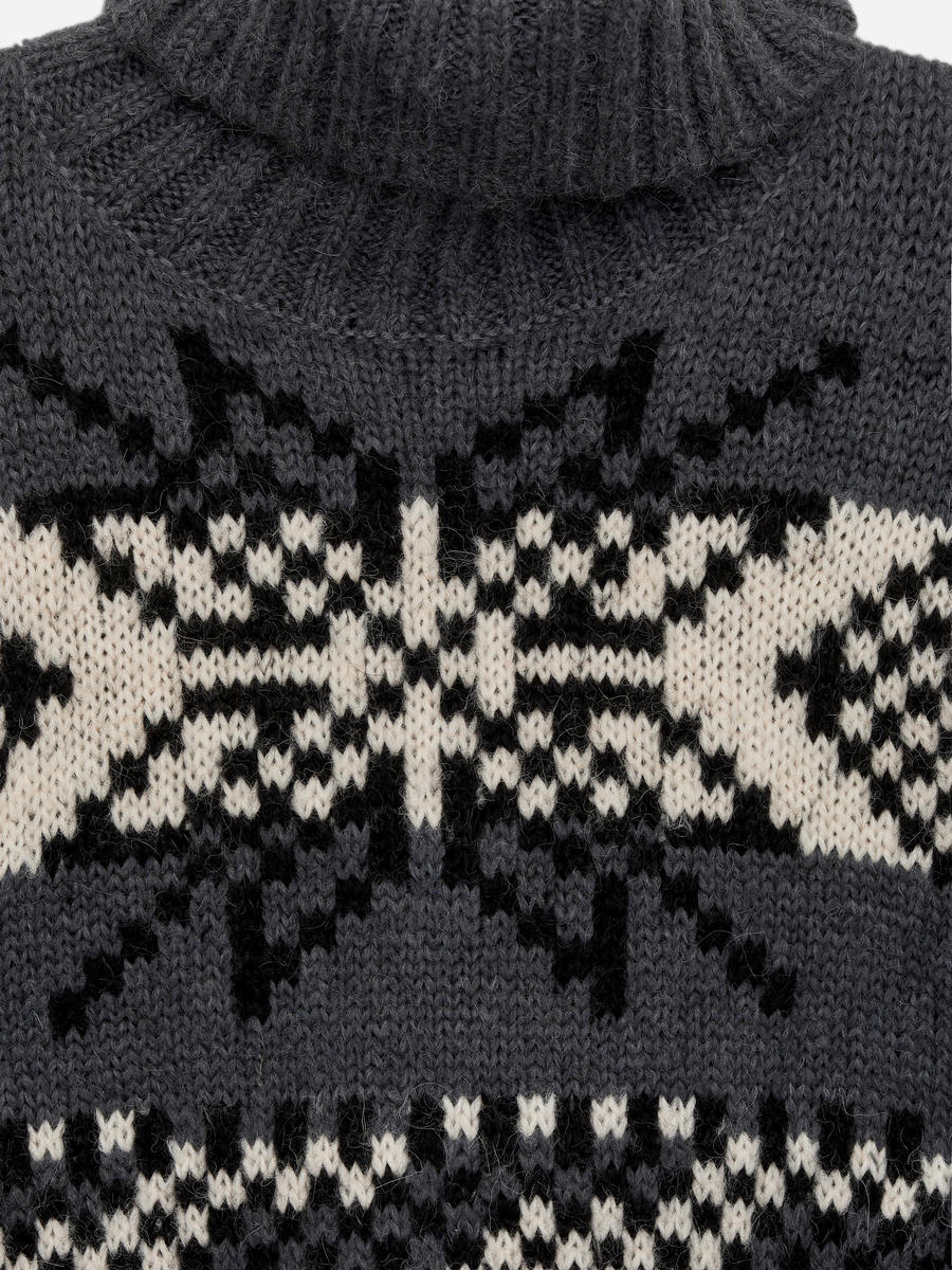 Wool-Alpaca Jacquard Jumper-#54585F-13729