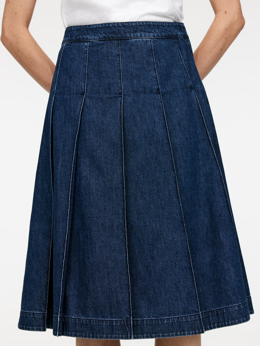 Pleated Denim Skirt Dark Blue Women ARKET NL