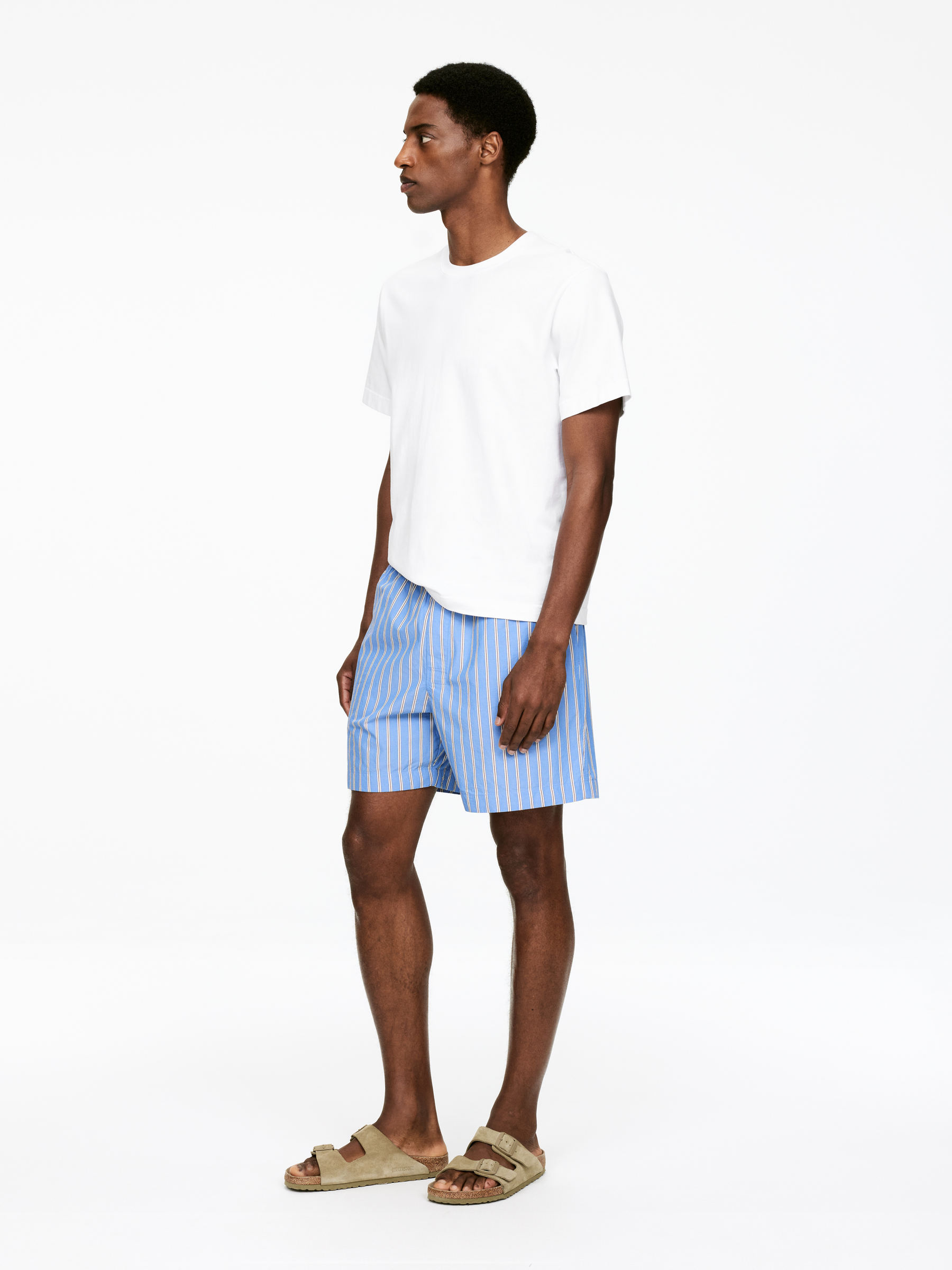 Pyjama Shorts - Blue/White/Brown - Regular fit - Men - StillMedia/Lookbook - 6