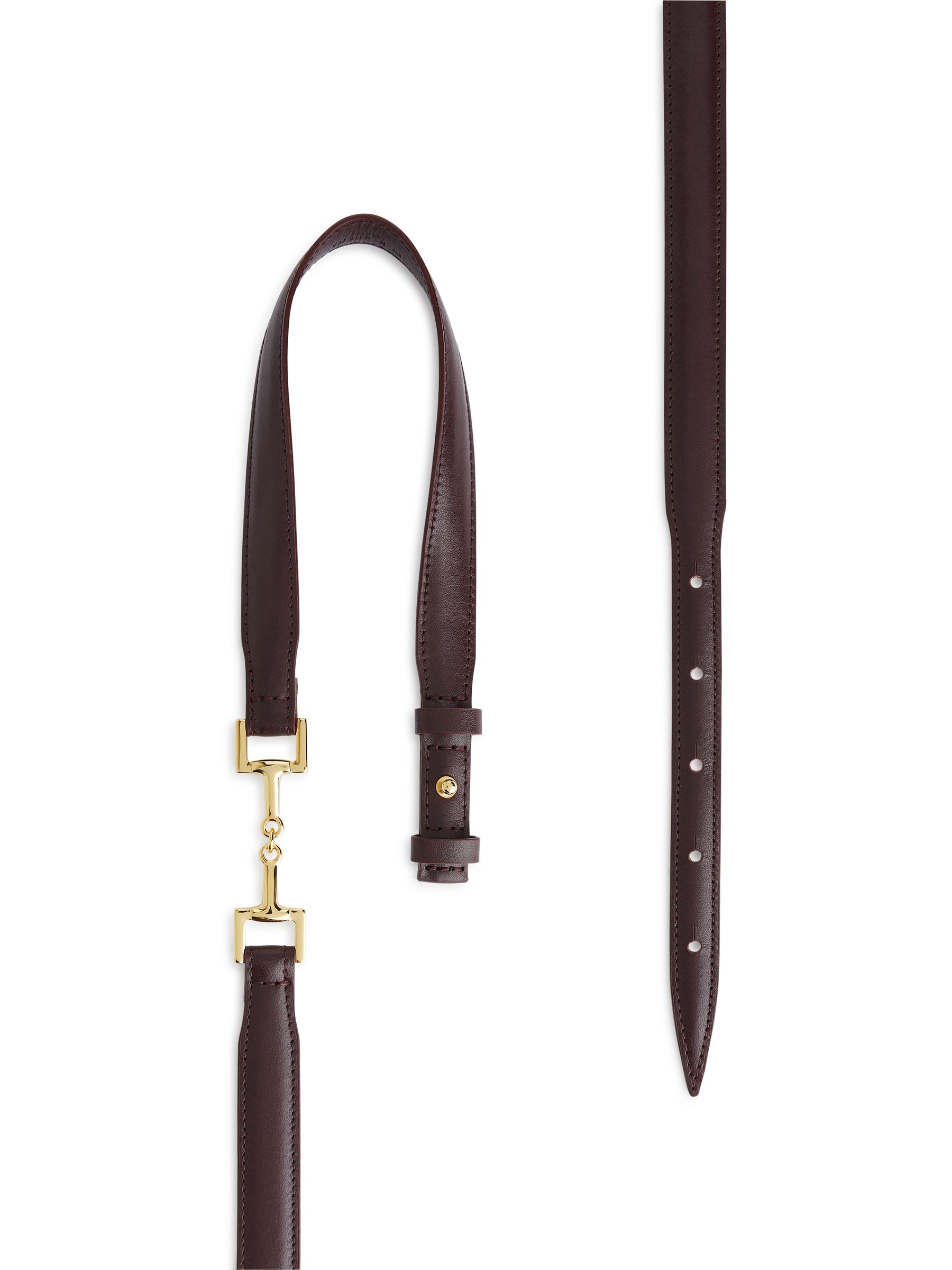 Horsebit Buckle Leather Belt - Burgundy - Women - StillMedia/DescriptiveDetail - 2